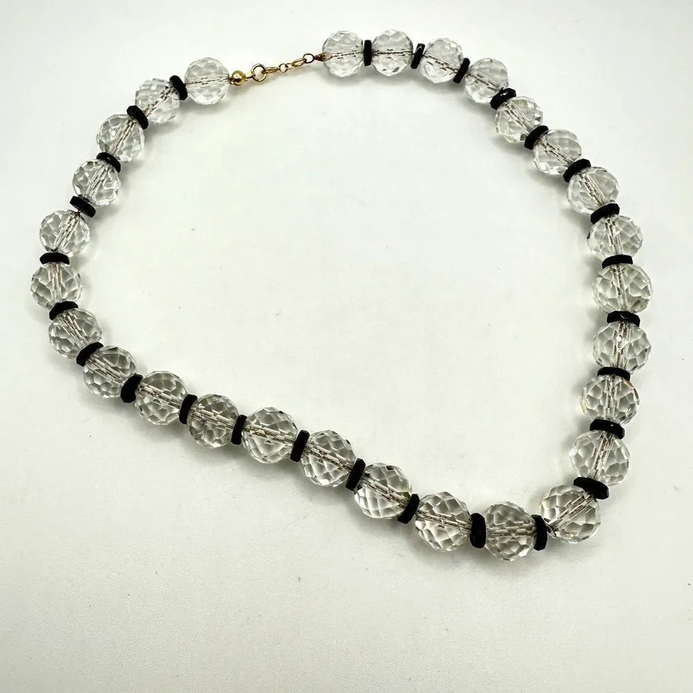 15” faceted Crystal necklace strung on a 10kt yellow gold chain! - Picture 1 of 12